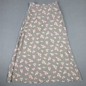 Vintage Tortilla Flats Womens Maxi Skirt 27"-28" Waist Floral Shepherd Check